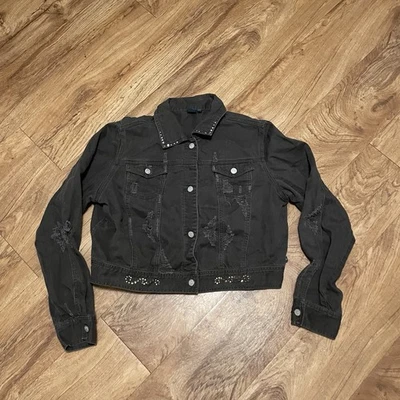 Chaqueta de mezclilla marrón Cruel para niña XXL abrigo de diseñador con estrás de corta angustia para mujer Foto 1 de 4