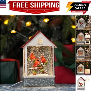 Kardinal Weihnachten Schneekugeln beleuchtete musikalische Schneekugeln Laterne mit Glitzer... - Bild 1 von 8