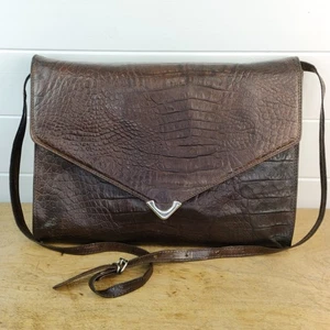 VTG 60s Marshall Fields Italy Embossed Leather Envelope Flap Bag Clutch Purse - Picture 1 of 21