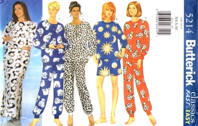 Fast & Easy Misses Pajamas Nightshirt, Butterick Pattern 5214 Sizes XS S M - Image 1 of 2