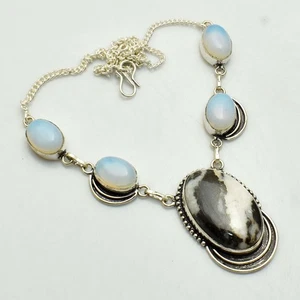Buffalo Turquoise Opalite Gemstone Handmade Necklace Jewelry Gift 27 Gms AN 3116 - Picture 1 of 1