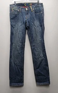 COOGI Low Rise Y2K Jeans Women's 11 / 12 Embroidered Straight Leg Med Wash 32 - Picture 1 of 10