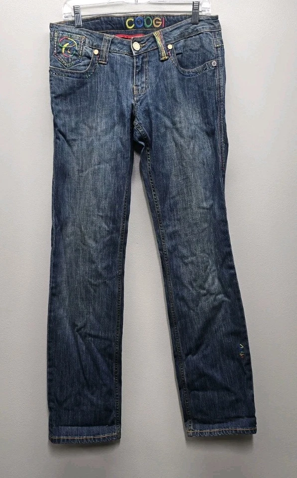 COOGI Low Rise Y2K Jeans Women's 11 / 12 Embroidered Straight Leg Med Wash 32 - Image 1 of 4