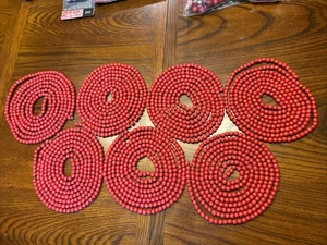 63ft Vintage Cranberry Red 3/8" Wood Beads String Garlands Christmas Decor - Picture 1 of 5