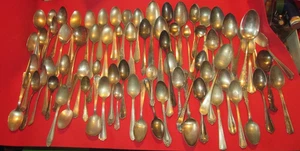 Posten 75 Stck. Vintage SILBERPLATTE LÖFFEL SCHROTT KUNSTHANDWERK VIELE VERSCHIEDENE HERSTELLER - Bild 1 von 10