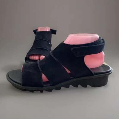 Sandalia Arche Negra Cuero Nobuck Eslinga Trasera Cuña Cómoda Talla 41/9.5 EE. UU. Foto 1 de 4