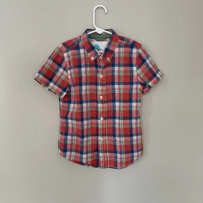 Boden Boys manga corta a cuadros con botones mezcla de lino/algodón 6-7 años Foto 1 de 4