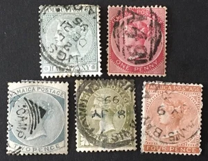 Jamaica Queen Victoria 1883 Used Selection x5 Stamps Light Hinged - Picture 1 of 2