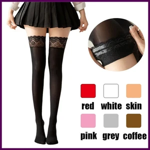 Damen Sexy Overknee Strümpfe Glatt Spitze Netz Overknee Socken Mode - Bild 1 von 30