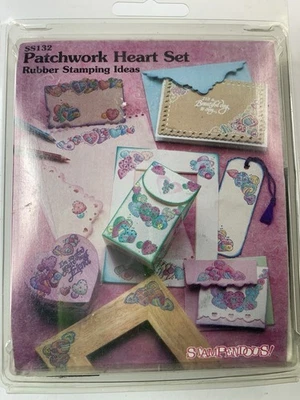 Vtg Stampendous Patchwork Rubber Heart Stamp Set of 7 Stamps SS132 Made in USA - Image 1 of 4