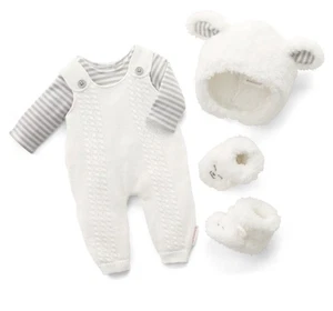 American Girl Bitty Baby SNUGGLY LAMB OUTFIT Overalls Tee Hat Booties *NeW - Picture 1 of 3