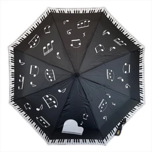Compact Umbrella - Music Notes & Keyboard - Music Gift - Music Themed Umbrella - Zdjęcie 1 z 3