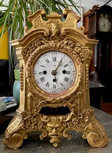 Raro Reloj Antiguo Siglo XVIII Madera Dorada Cuarto Suizo Soporte Huelga - Imagen 1 de 12