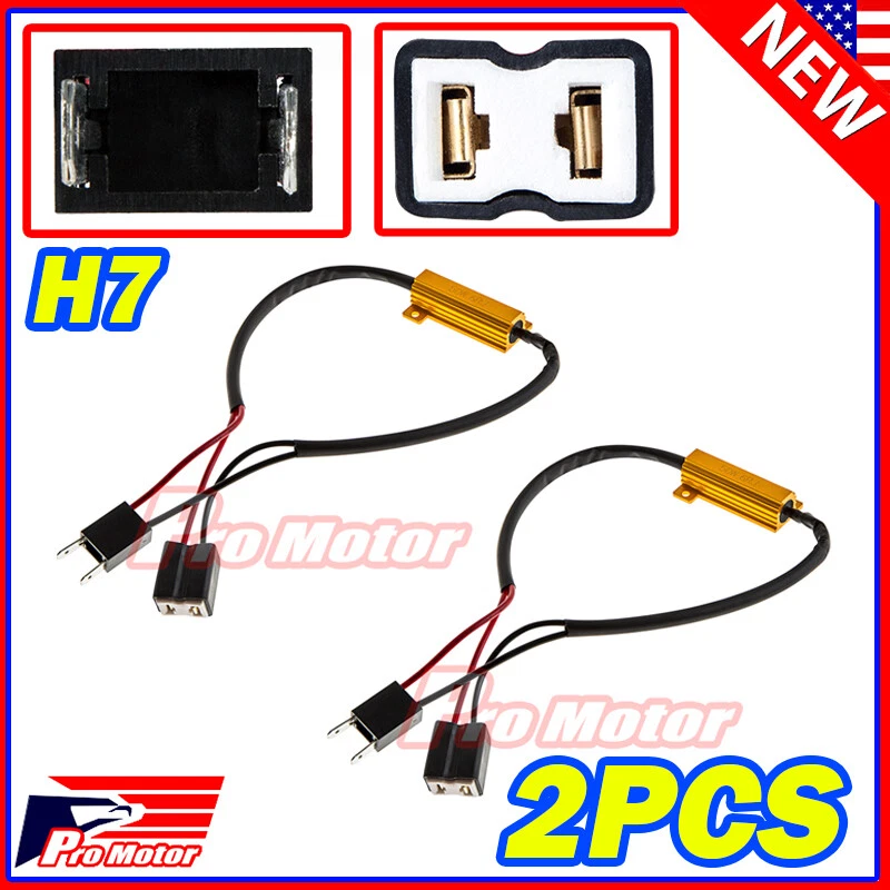 H7 Headlight Low Beam Bulb Wire LED Resistor Canceler Error Decoder Flicker P3 - Image 1 of 1