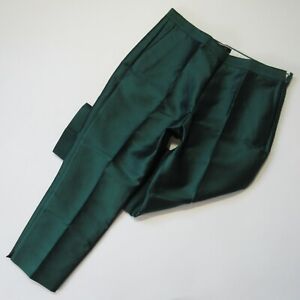 NWT J.Crew Martie Cigarette in Emerald Green Silk Cotton Heavy Shantung Pant 12