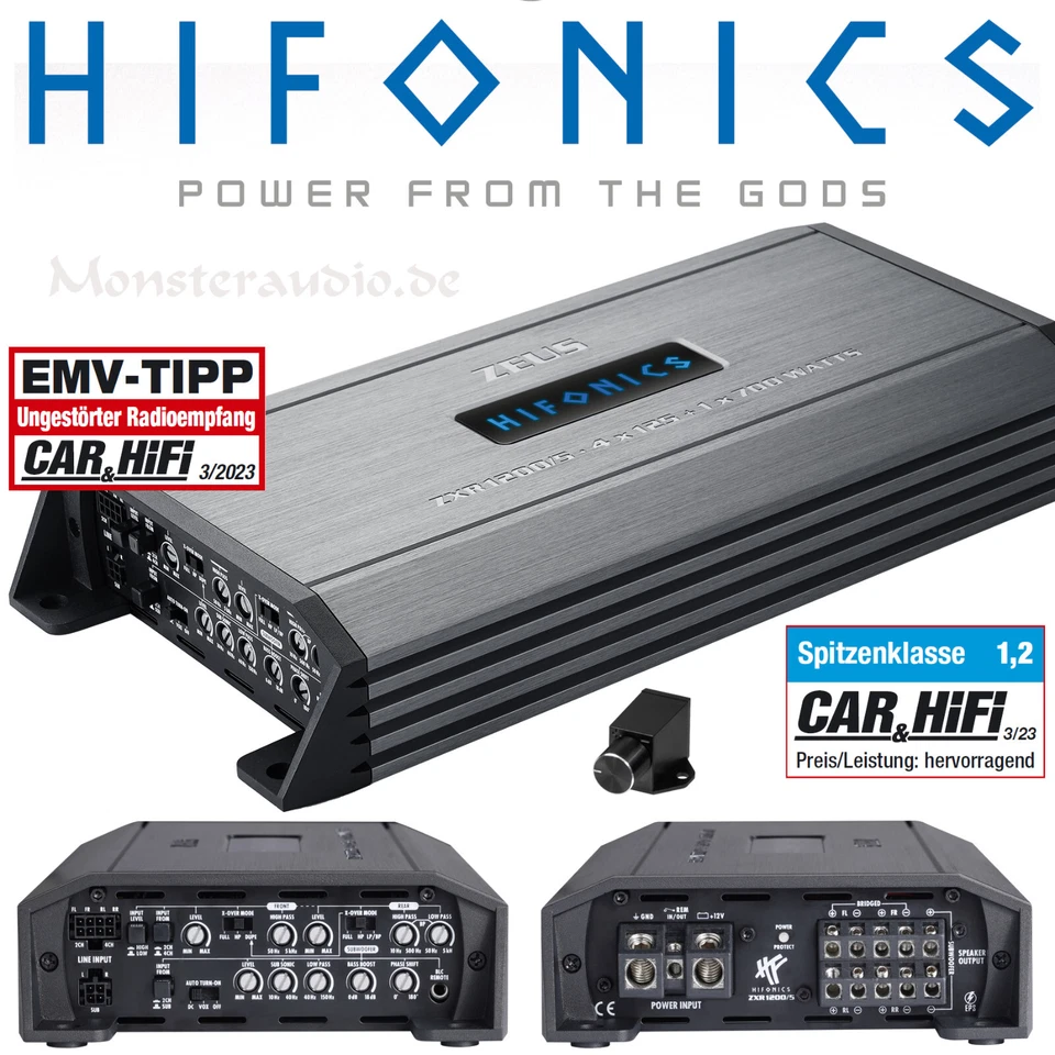 Hifonics Zeus ZXR1200/5 5-Kanal 1200 Watt digitaler Verstärker Auto Endstufe - Bild 1 von 2