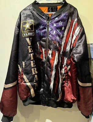 Men USA Army Marines Veteran Skull 3D Bomber Jackets Zipper Flight Jacket 3XL - Image 1 of 4