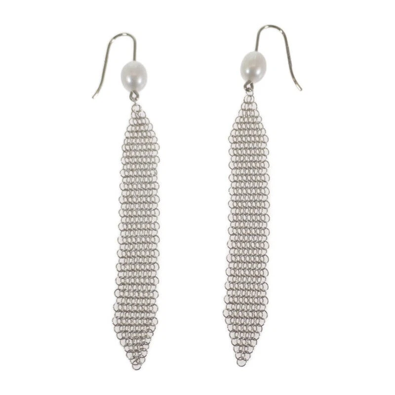 Tiffany & Co. Pendientes de borla de malla Ag925 perlas de plata 4,8-4,9 mm para mujer ISY Foto 1 de 1
