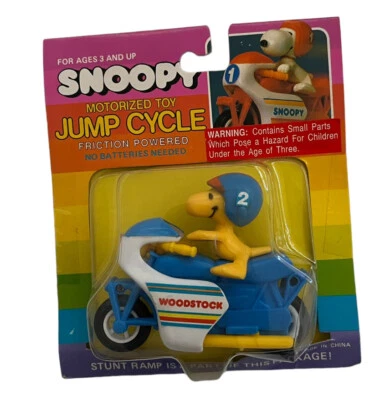 Vintage Peanuts Gang, motocicleta Woodstock, juguete de motocicleta, estaño, hierro fundido Foto 1 de 2