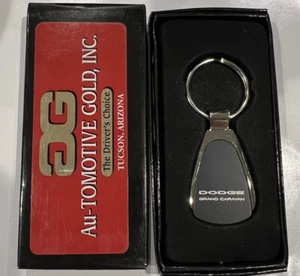 DODGE GRAND CARAVAN Tear Drop Metal Black Charcoal Key Chain Licensed - Picture 1 of 1