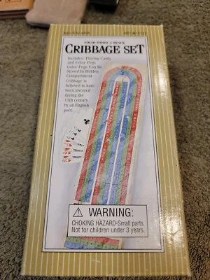 Solid Wood Cribbage Set Folding 3 Track Board with Playing Cards Cardinal  - Image 1 of 4