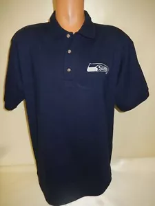 0730 NFL Team Apparel SEATTLE SEAHAWKS Football Polo Golf Shirt BLACK NAVY Neu - Bild 1 von 2