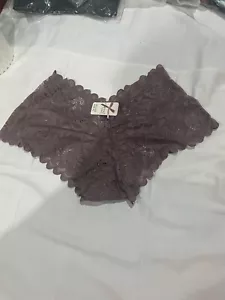 Boyshorts panties for women Sz XL Purple Lace Waist Low Rise Floral Panties - Picture 1 of 3
