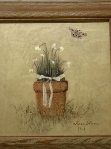 Cheri Blum White Paper Narcissus Flowers Distressed Frame Garden Pier 1 Imports - Picture 1 of 7