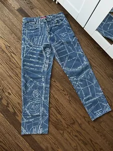 Supreme Gonz Maps Printed Denim Jeans Painter Pants Size 30 - Picture 1 of 5