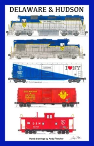 Delaware & Hudson Freight Train 12"x18" matted poster Andy Fletcher signed - Picture 1 of 1