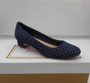 Charter Club Ronnie Blue White Dot Low Heel Pumps Size 6.5 M Slip On Shoes - Picture 1 of 5