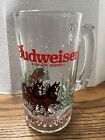 Budweiser Beer Glass Mug Vintage 1989 - Winter Christmas Clydesdales