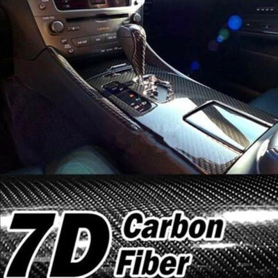 7D Glossy Carbon Fiber Wrapping Vinyl Film Auto Accessories Car Stickers High - Image 1 of 4
