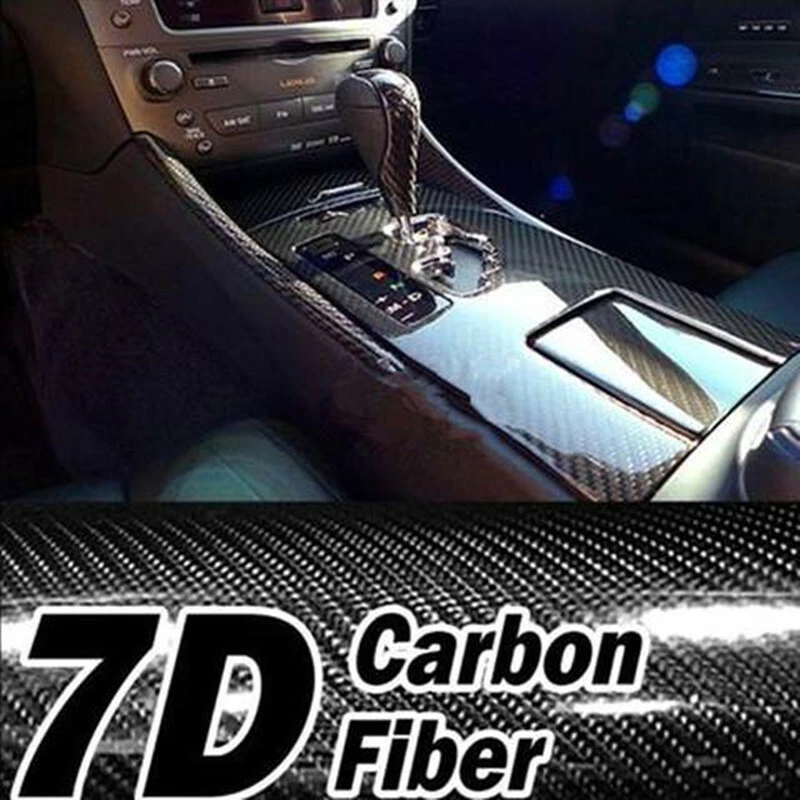 7D Glossy Carbon Fiber Wrapping Vinyl Film Auto Accessories Car Stickers High - Image 1 of 4