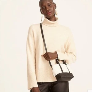 J. Crew Supersoft Yarn Turtleneck Knit Pullover Sweater Minimalist Beige Small - Picture 1 of 9