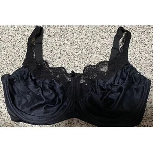 Vintage Olga Bra 38DD Unlined Black Lace Trim Underwire New #276 USA - Picture 1 of 4