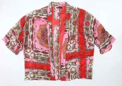 Boohoo Mujer Rojo Cuello Redondo Floral Poliéster Capa Jumper Talla M Foto 1 de 4