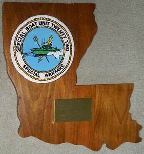 USN Special Boat Unit 22 LA-Shaped Plaque Given by the "River Rats" to Commodore - Picture 1 of 6
