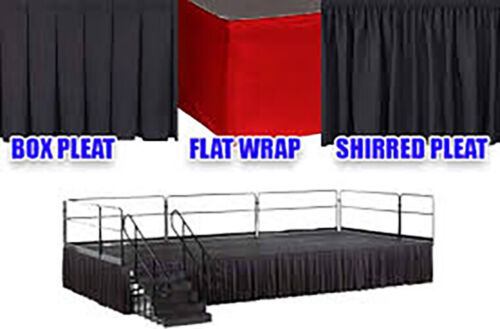 24" Height Stage Skirt, Flat Wrap Or Shirred Stage Skirting,  All Lengths