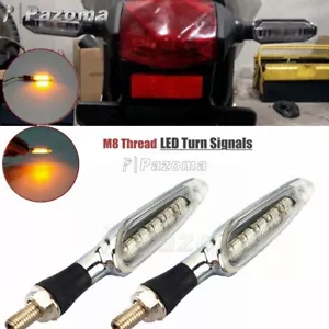 Pair of Chrome Amber LED Turn Signal Indicator Brake Blinker Lamp For Honda - Picture 1 of 8