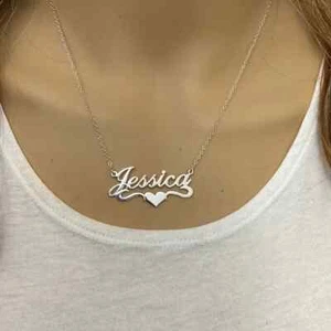 Collar personalizado de plata esterlina 925 ajustable corazón - Jessica - Imagen 1 de 5