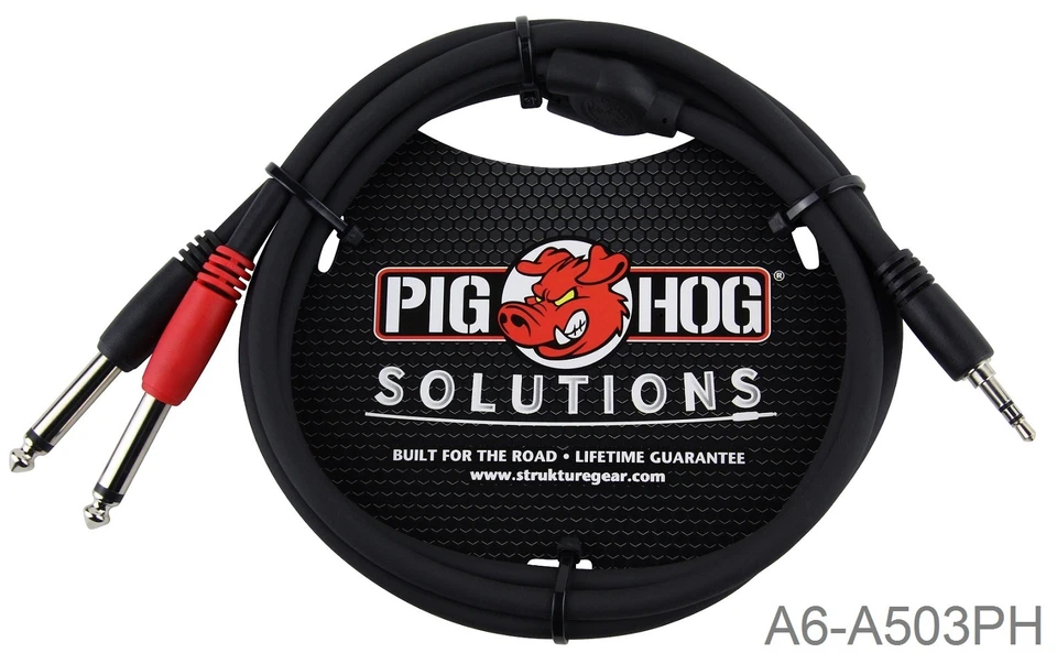 3ft Stereo Breakout Cable, 3.5mm TRS Stereo Male to Dual 1/4" TS Mono Male - Image 1 of 1