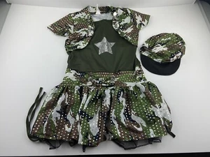 girls size large green camo dance dress with hat competition kicks - Picture 1 of 6