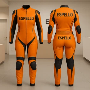 Women's Orange Espello Leather Motorcycle Racing Suit – Premium Cowhide Leather - Picture 1 of 3