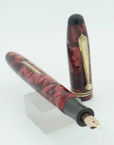 Parker Parkette Burgundy Marble w/Gold Trim Fountain Pen - 14kt Medium Nib -1944 - Picture 1 of 5
