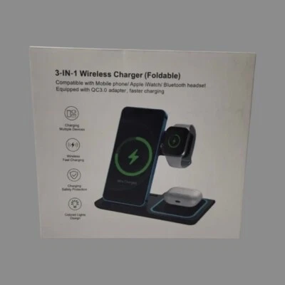Wireless Charger 3 in 1 15w Fast Charging Station for Apple iWatch Se/6 - Image 1 of 2