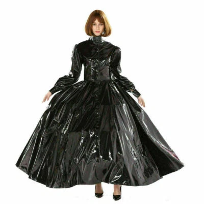 Gótico Punk Negro PVC Vestido de Baile Vestido Uniforme Travesti para Fiesta Hombre Vestido&r'f Foto 1 de 4