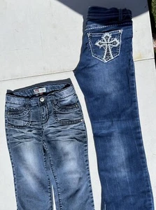 Girls Denim LEI Capris and Revolts Jeans Designer Girls Jean Pants EUC SIZE 10 - Picture 1 of 15