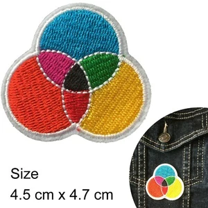 Primary colour iron on patch Art paint circle elementary basic iron-on patches - Picture 1 of 3