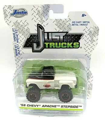 Camiones Jada Just blanco negro 1958 Chevy Apache Stepside Truck Wave 27 1:64 Foto 1 de 4